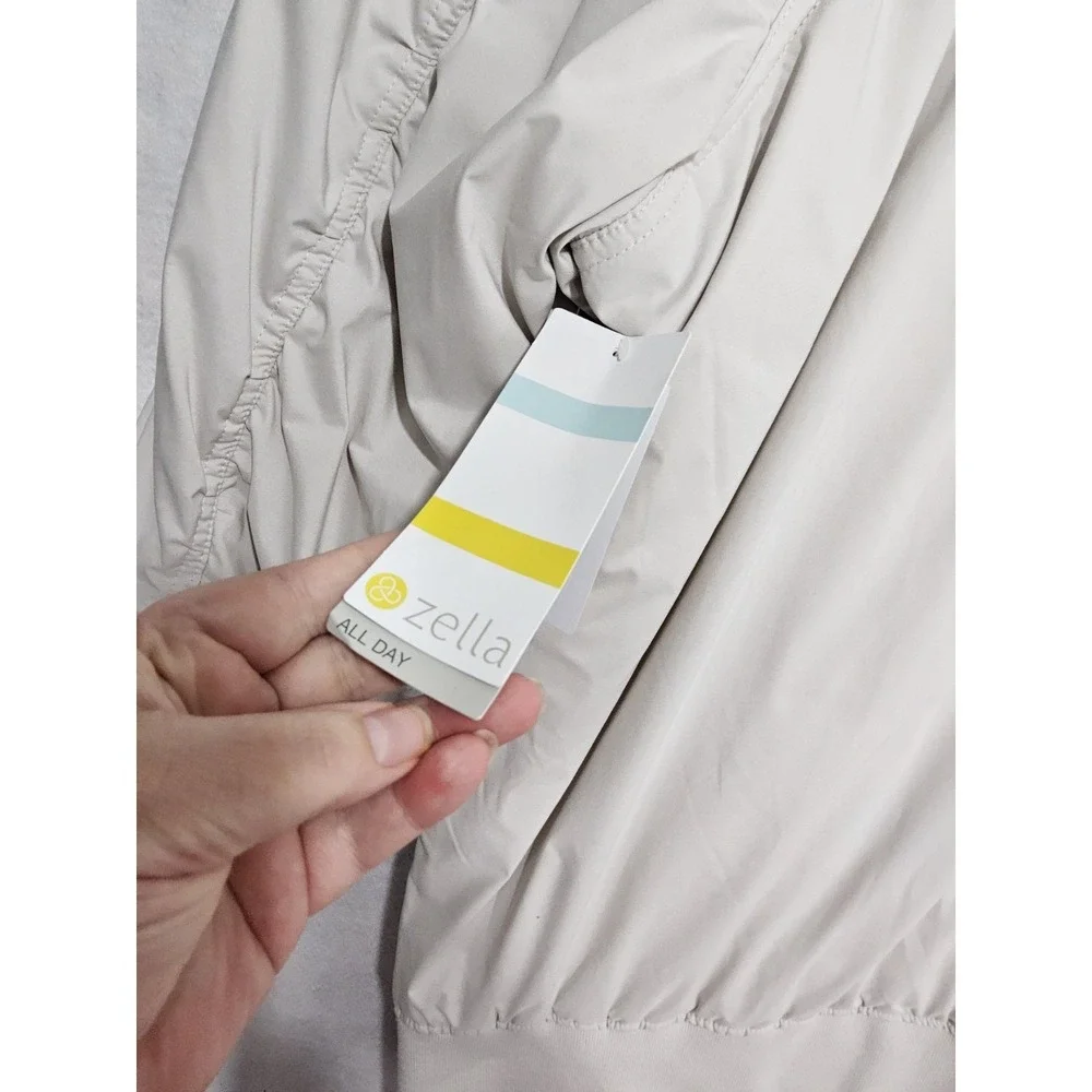 Zella‎ Coat Mens XXL 2XL NEW Bomber Lightweight Relax Fit Gray Beige Zip Pockets